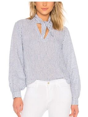 Frame Handkerchief Linen Multi Blue Stripe Top